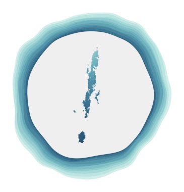 Andaman Islands logo. Badge of the island. Layered circular sign around Andaman Islands border shape. Charming vector illustration.