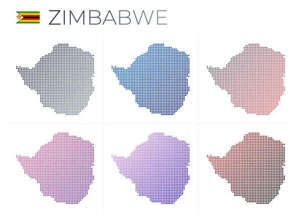 Zimbabwe Dotted Map Set Map Zimbabwe Dotted Style Borders Country — Stock Vector