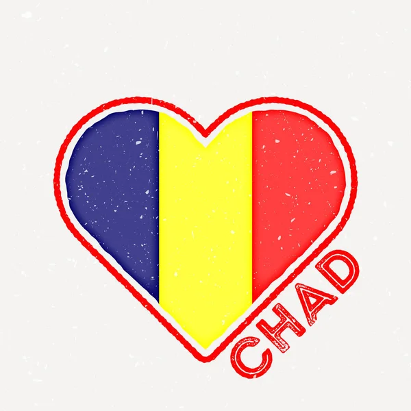 Chad Heart Flag Badge Chad Logo Grunge Texture Flag Country — Stockový vektor