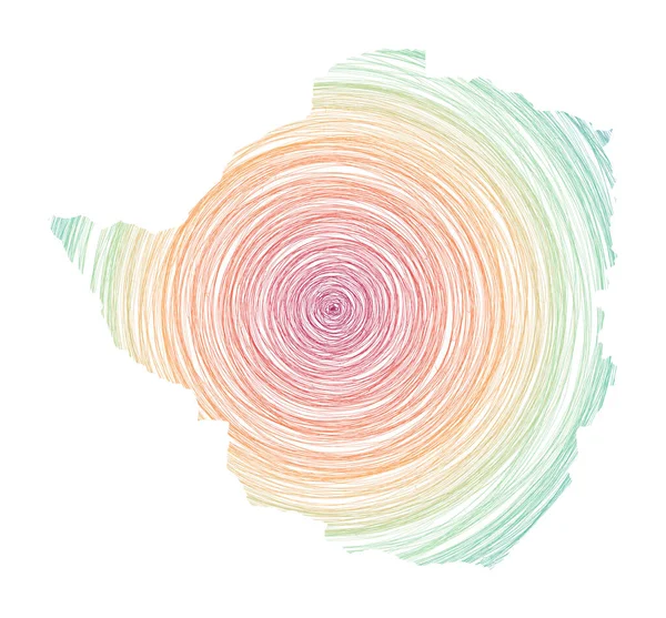 Zimbabwe Map Filled Concentric Circles Sketch Style Circles Shape Country — 스톡 벡터