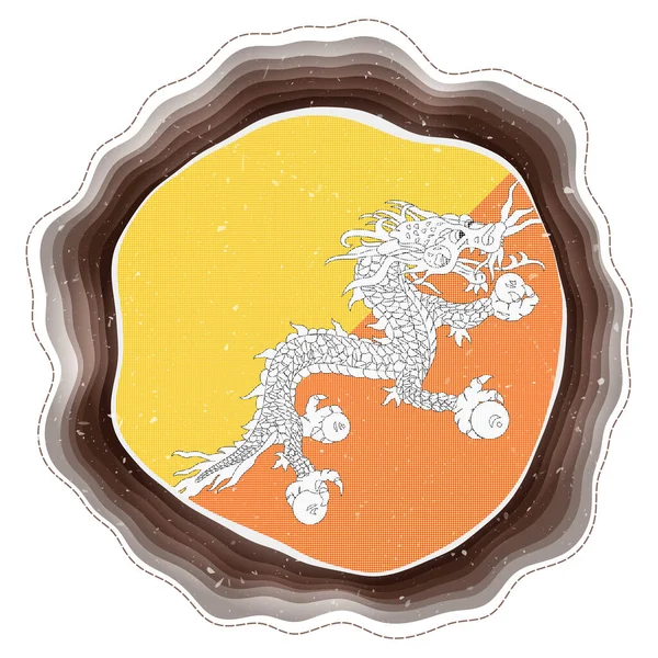 Bhutan Flag Frame Badge Country Layered Circular Sign Bhutan Flag — Stock vektor