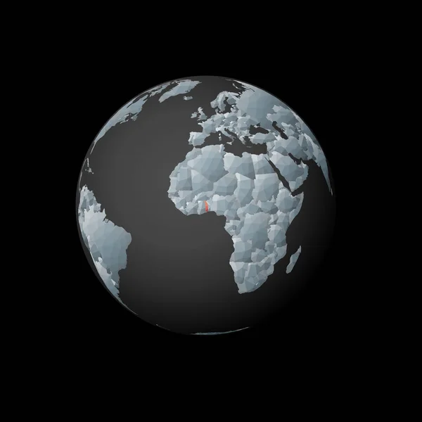 지구본 토고를 중심으로 세계의 다각형 국가입니다 일러스트 — 스톡 벡터