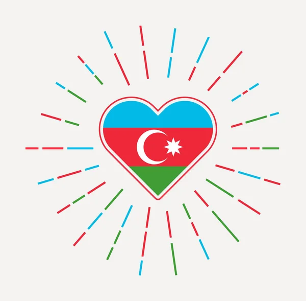 Αζερμπαϊτζάν Καρδιά Σημαία Της Χώρας Ηλιαχτίδα Γύρω Από Αζερμπαϊτζάν Εικονογράφηση — Διανυσματικό Αρχείο