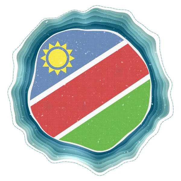 Bandera Namibia Marco Insignia Del País Cartel Circular Capas Alrededor — Vector de stock