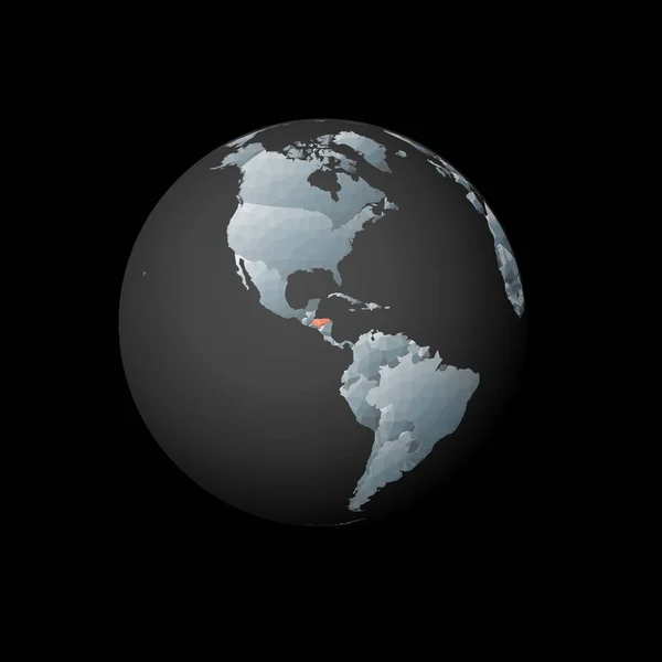 Низкий Поли Глобус Центре Гондураса Красная Многоугольная Страна Планете Вид — стоковый вектор
