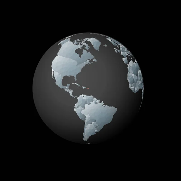 Nízká Polokoule Soustředěná Portorika Červená Polygonální Země Zeměkouli Satelitní Pohled — Stockový vektor