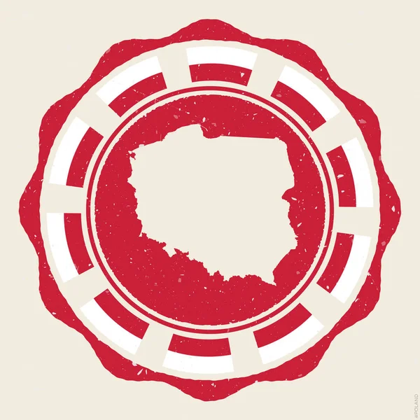 Polonia Segno Epoca Grunge Logo Rotondo Con Mappa Bandiere Della — Vettoriale Stock