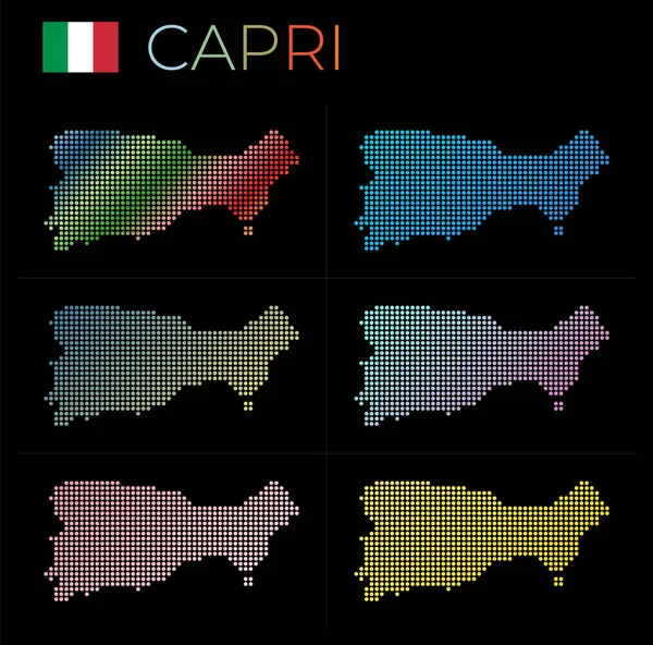 Capri Noktalı Harita Seti Noktalı Capri Haritası Adanın Sınırları Güzel — Stok Vektör