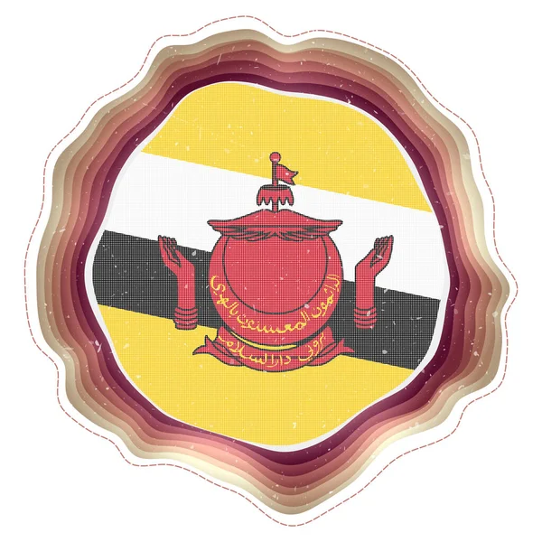 Brunei Flag Frame Badge Country Layered Circular Sign Brunei Flag — Stock Vector