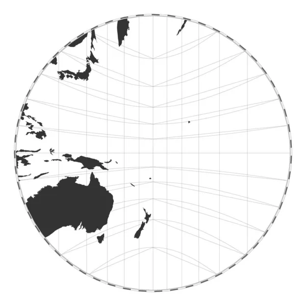 ベクトル世界地図 グノモニック プロジェクション 緯度線と経度線のある平野世界地図 東経180度を中心に ベクターイラスト — ストックベクタ