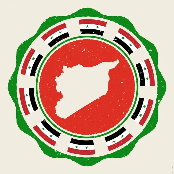 Signe Vintage Syrie Grunge Logo Rond Avec Carte Drapeaux Syrie — Image vectorielle