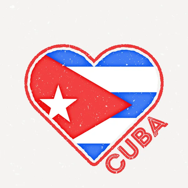 Cuba Heart Flag Badge Cuba Logo Grunge Texture Flag Country — Stockový vektor