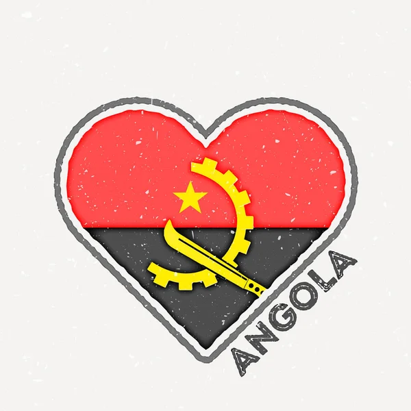 Angola Heart Flag Badge Angola Logo Grunge Texture Flag Country — Stockvector