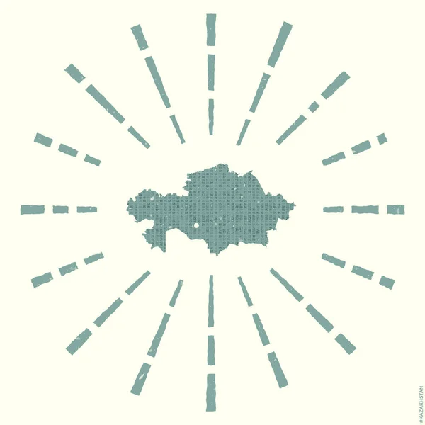Kazakhstan Logo Grunge Sunburst Poster Map Country Shape Kazakhstan Filled — Stock Vector