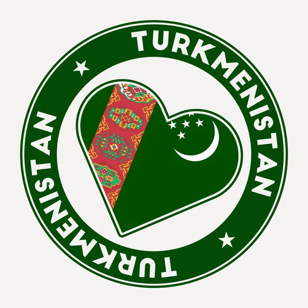 Turkmenistan Hart Vlag Badge Uit Turkmenistan Met Liefdeslogo Steun Het — Stockvector