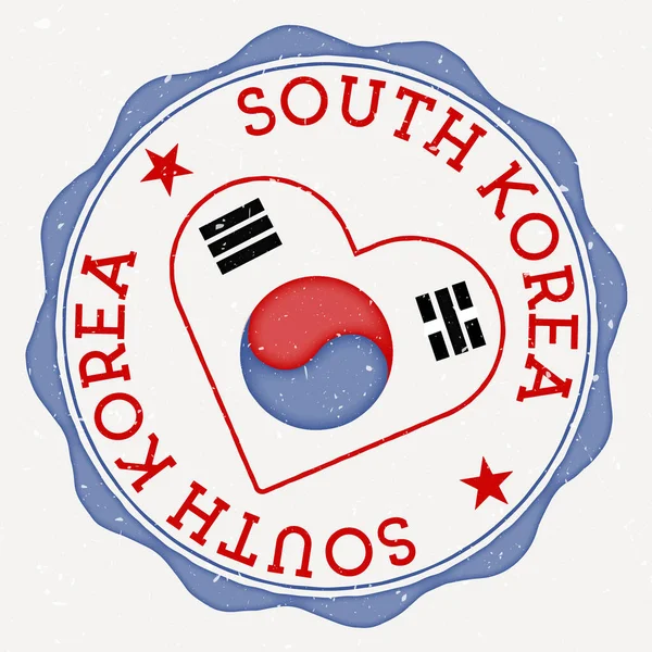 South Korea Heart Flag Logo Country Name Text South Korea — 스톡 벡터