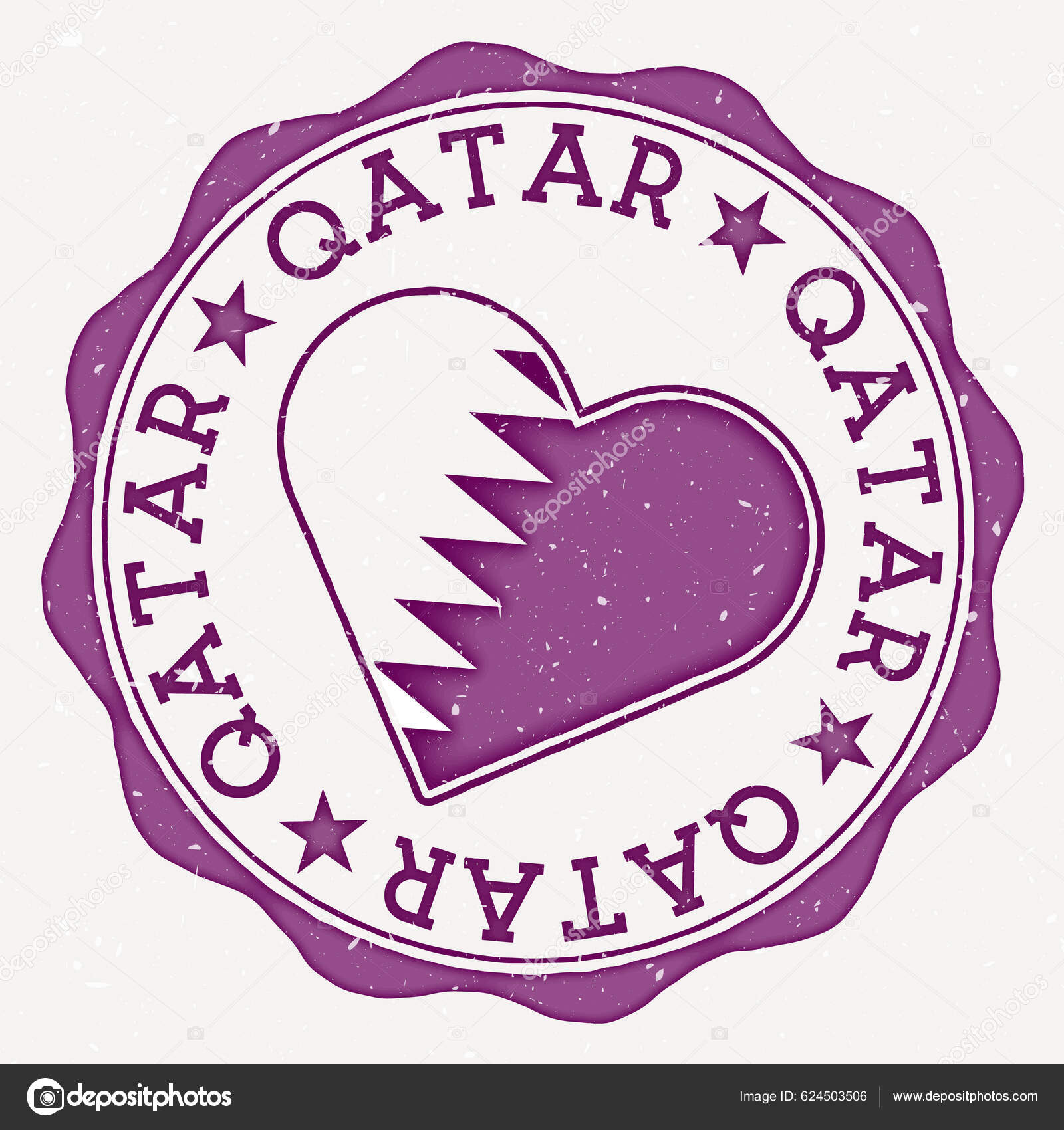 Qatar Heart Flag Logo Country Name Text Qatar Flag Shape Векторное.
