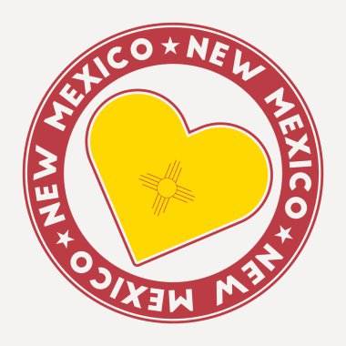 New Mexico heart flag badge. From New Mexico with love logo. Support the us state flag stamp. Vector illustration. clipart