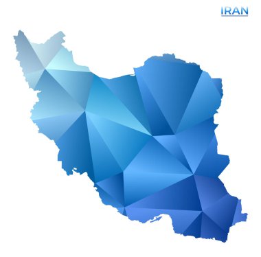 Vector polygonal Iran map. Vibrant geometric country in low poly style. Modern illustration for your infographics. Technology, internet, network concept.