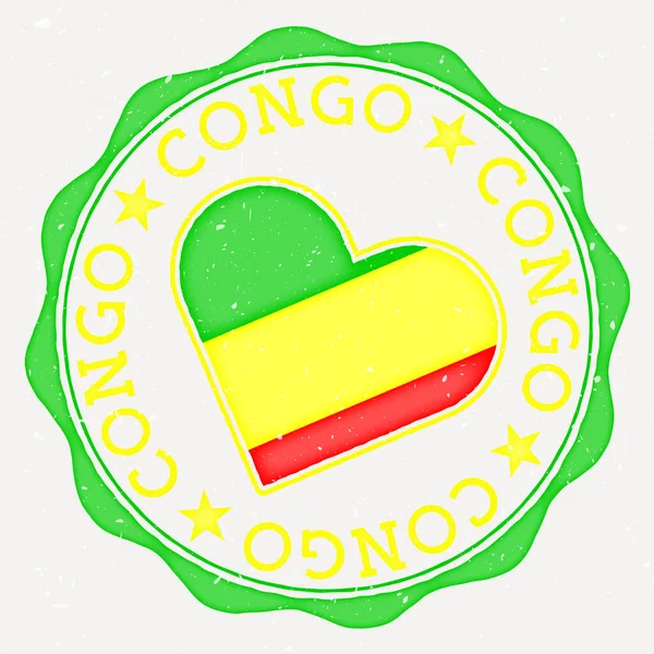Congo Heart Flag Logo Country Name Text Congo Flag Shape — Vector de stock