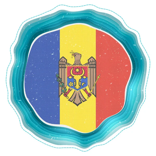 Moldova Flag Frame Badge Country Layered Circular Sign Moldova Flag — Vetor de Stock