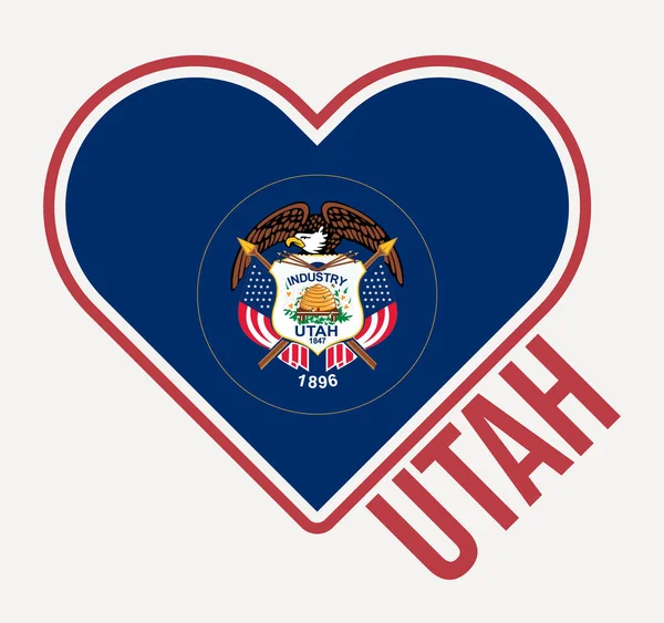 Utah heart flag badge. Made with Love from Utah logo. Flag of the us state heart shape. Vector illustration.