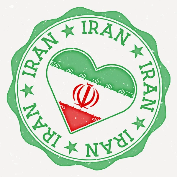 Iran Heart Flag Logo Country Name Text Iran Flag Shape —  Vetores de Stock