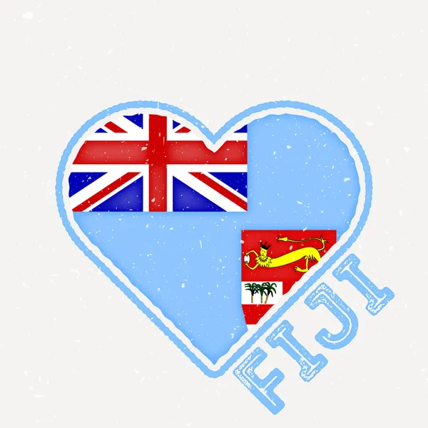 Fiji Heart Flag Badge Fiji Logo Grunge Texture Flag Country — Stock Vector