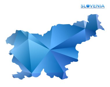 Vector polygonal Slovenia map. Vibrant geometric country in low poly style. Amazing illustration for your infographics. Technology, internet, network concept.