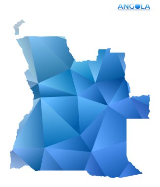 Vector polygonal Angola map. Vibrant geometric country in low poly style. Beautiful illustration for your infographics. Technology, internet, network concept.