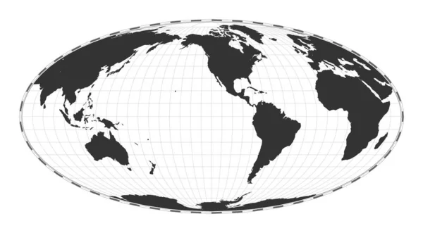 Vector World Map Equal Area Pseudocylindrical Mollweide Projection Plain World — Stock vektor