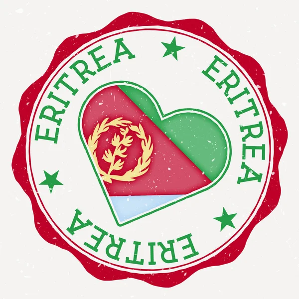 Eritrea Heart Flag Logo Country Name Text Eritrea Flag Shape — Stock Vector