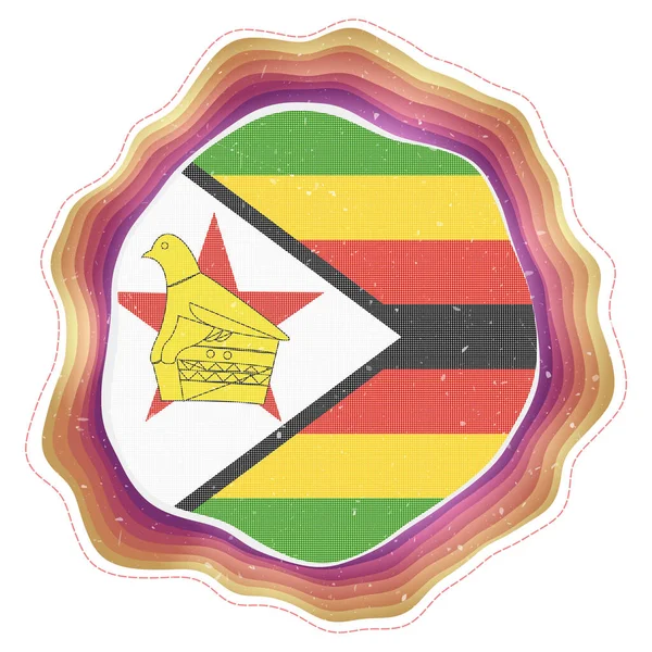 Zimbabwe Flag Frame Badge Country Layered Circular Sign Zimbabwe Flag — Stock Vector