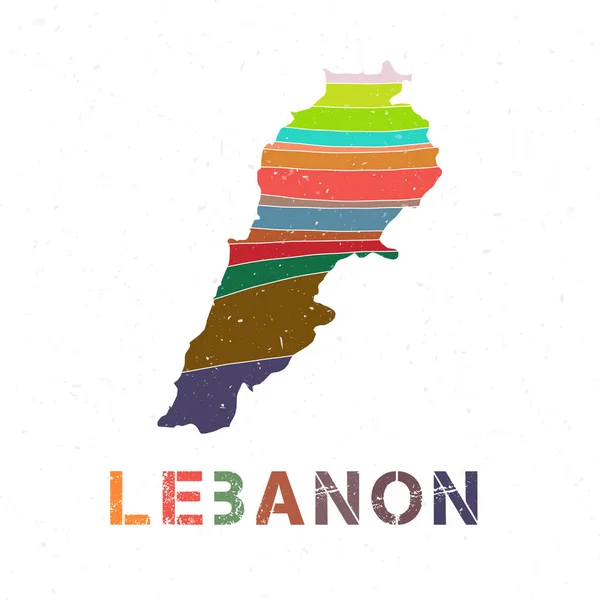 Lebanon Map Design Shape Country Beautiful Geometric Waves Grunge Texture — стоковый вектор