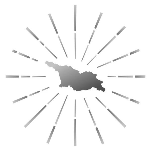 Georgia Gradiënt Zonneschijn Kaart Van Het Land Met Kleurrijke Sterrenstralen — Stockvector