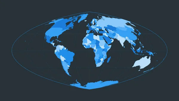 Παγκόσμιος Χάρτης Μπογκς Ευμορφική Προβολή Φουτουριστικό Κόσμο Εικονογράφηση Για Infographic — Διανυσματικό Αρχείο