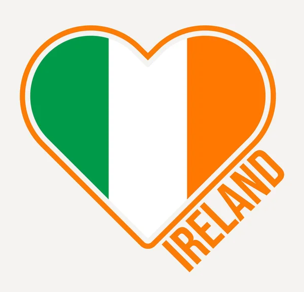 爱尔兰心旗徽章 来自爱尔兰的爱的标志 国旗的乡村心形 矢量说明 — 图库矢量图片