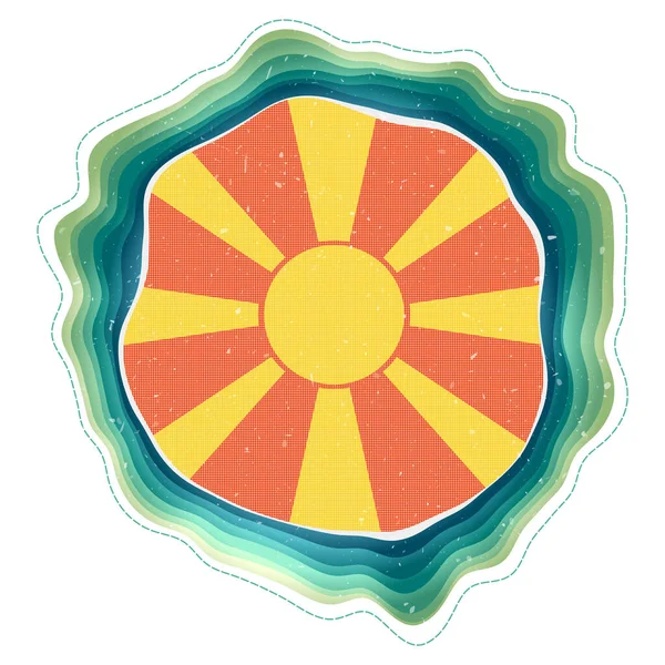 Macedonie Vlag Beeld Badge Van Het Land Gelaagde Ronde Bordje — Stockvector