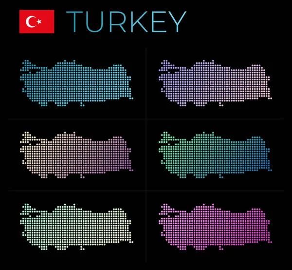 Indyk Wykropkował Mapę Mapa Turcji Kropkowanym Stylu Granice Kraju Wypełnione — Wektor stockowy