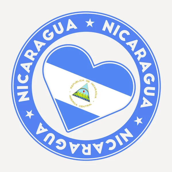 Nikaragujský Odznak Srdeční Vlajkou Nikaraguy Logem Lásky Podpořte Státní Vlajku — Stockový vektor