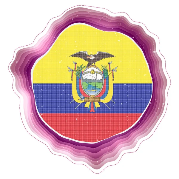 Flaga Ekwadoru Kadrze Odznaka Kraju Okrągły Znak Wokół Flagi Ekwadoru — Wektor stockowy