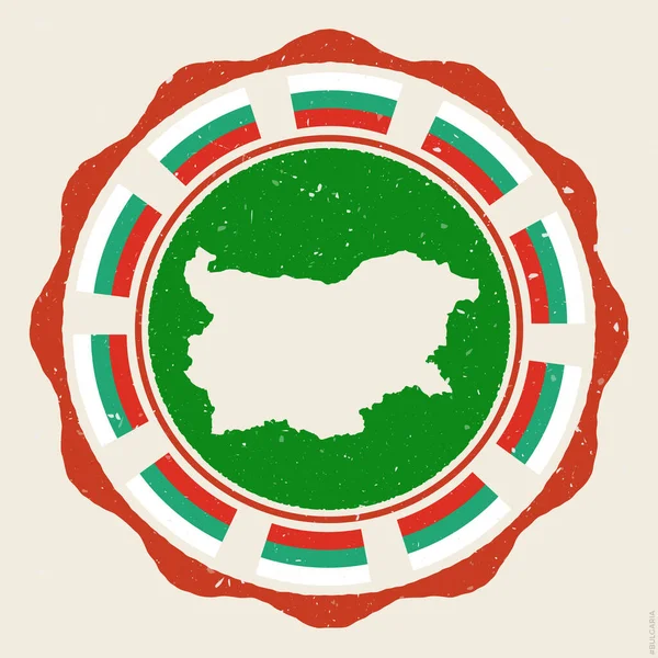 Bulgarien Grunge Rundes Logo Mit Landkarte Und Flaggen Bulgariens Starke — Stockvektor