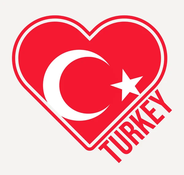 Kalkon Hjärta Flagga Bricka Tillverkad Med Kärlek Från Turkiet Logotyp — Stock vektor