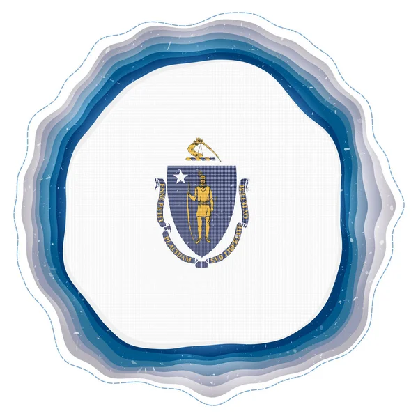 Massachusetts Flag Frame Badge State Layered Circular Sign Massachusetts Flag — Stock Vector