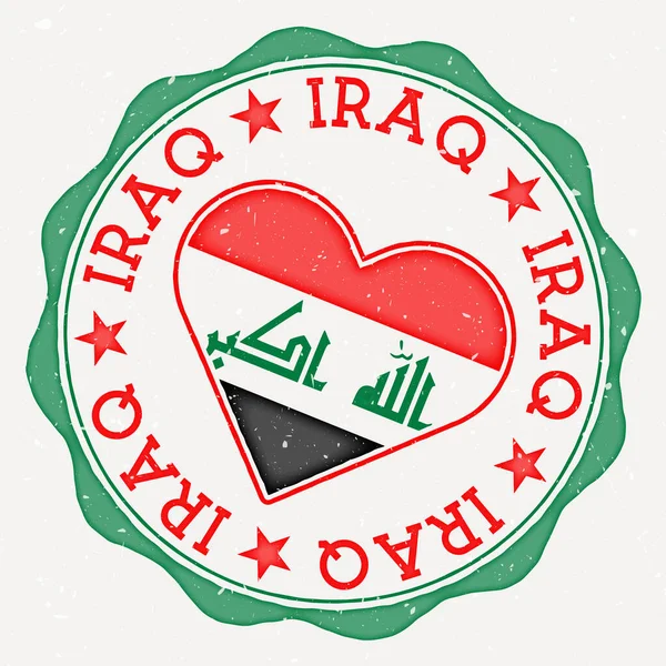 Logo Irácké Vlajky Text Názvu Země Kolem Irácké Vlajky Tvaru — Stockový vektor