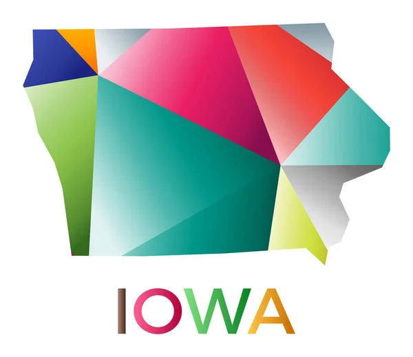 明るい色のアイオワの形 多色幾何学的なスタイル私たちの状態ロゴ モダンな流行のデザイン 素晴らしいベクトルイラスト — ストックベクタ