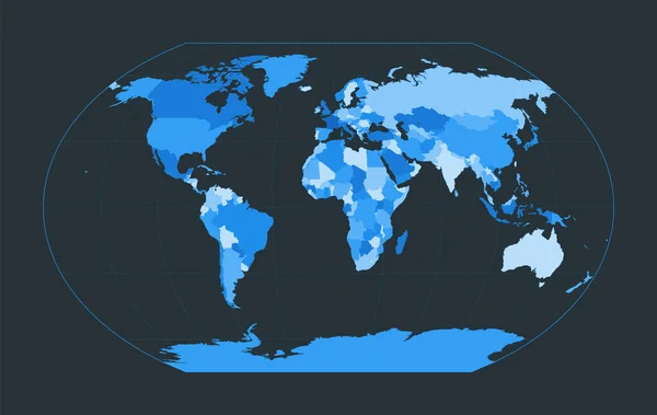 Mapa Del Mundo Proyección Pseudocilíndrica Kavrayskiy Vii Ilustración Mundial Futurista — Vector de stock