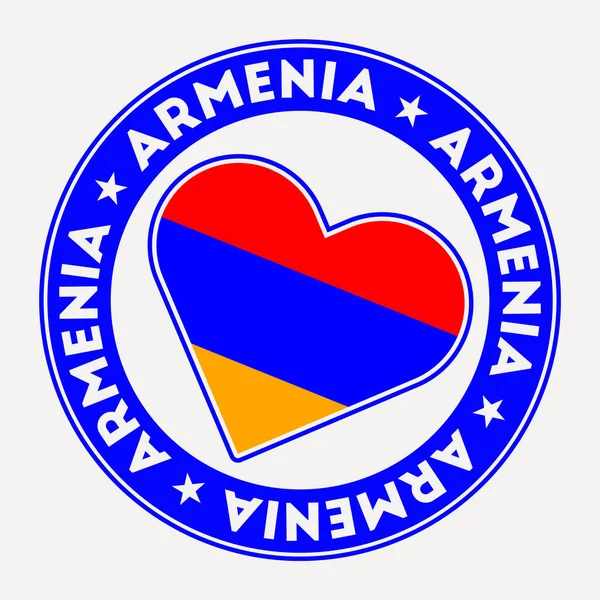 Armeniens Hjärtflaggsbricka Från Armenien Med Kärlekslogo Stöd Landet Flaggan Stämpel — Stock vektor