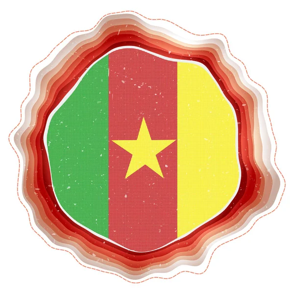Bandera Camerún Marco Insignia Del País Cartel Circular Capas Alrededor — Vector de stock