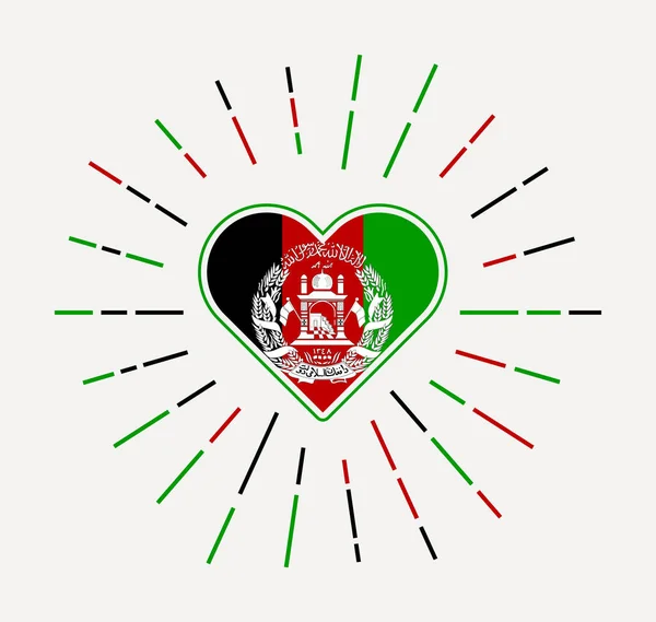 Afganistán Corazón Con Bandera Del País Estalló Sol Alrededor Del — Vector de stock